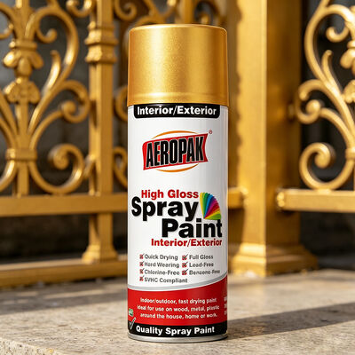 Aeropak 400ml Acrylic High Gloss Metallic untuk Grosir Custom Color OEM Gold Spray Paint Liquid Coating Automotive Home